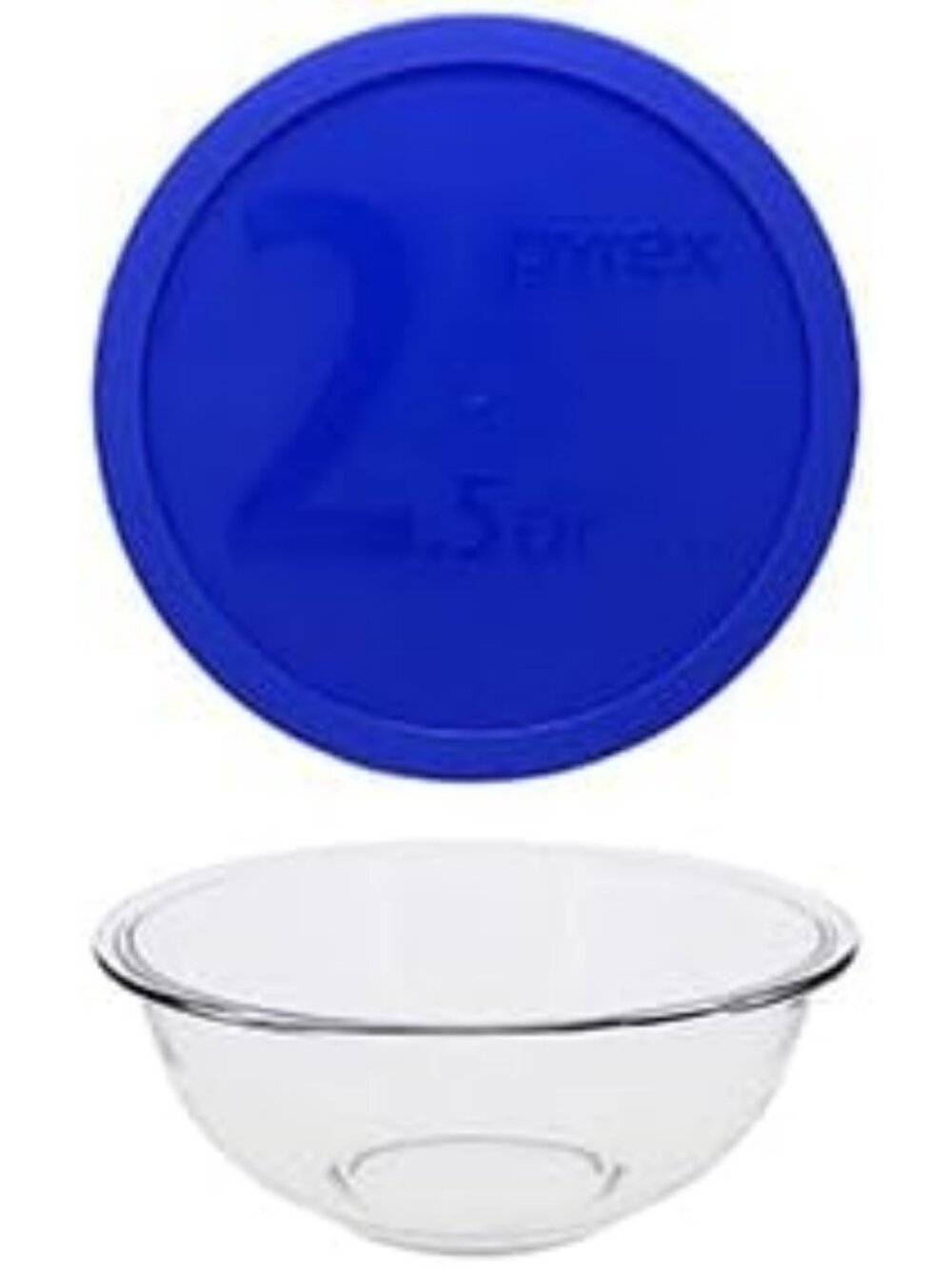 2.5Qt Glass Mixing Bowl with Blue Lid | BPA-Free, Dishwasher Safe, Stain
